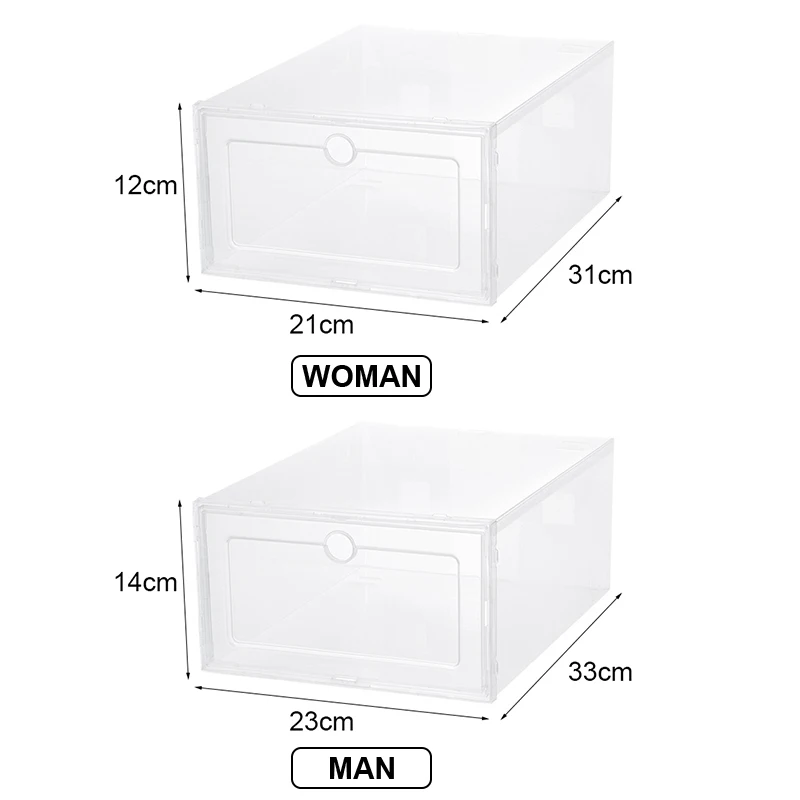 1 Pack Transparent shoe box shoes organizers thickened foldable Dustproof storage box Stackable combined shoe cabinet Sale