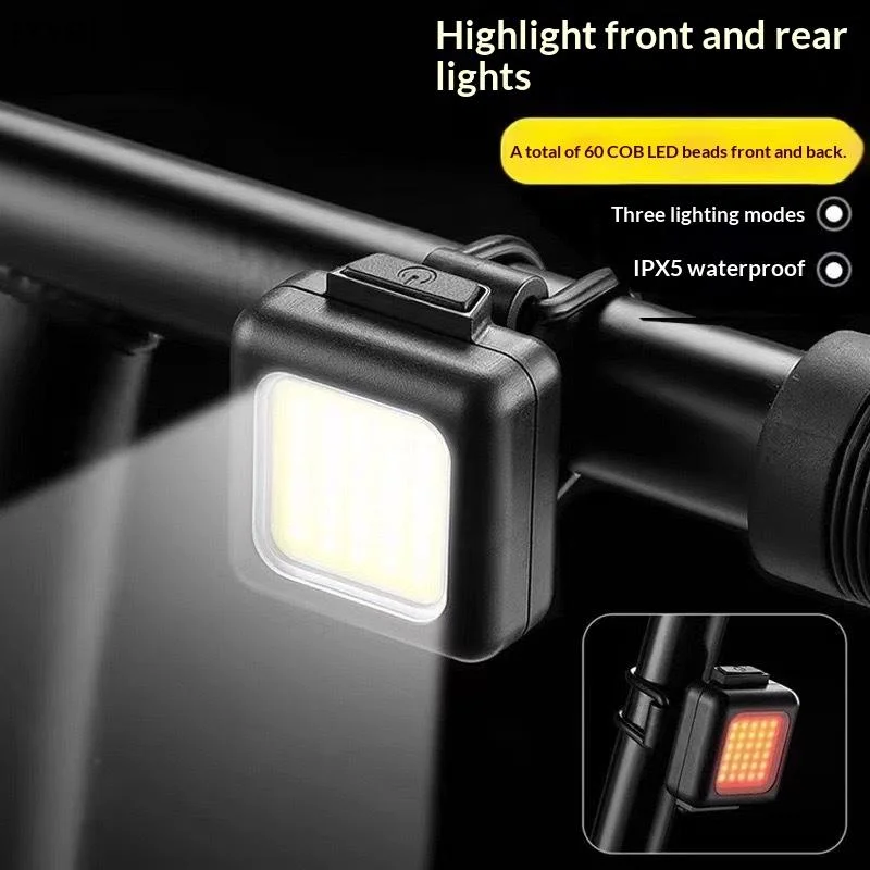 3 Lighting Modes Bike Front Rear Light Type-C Rechargeable Bike Tail Lamp Road Bike LED Warning Taillight Easy To Install