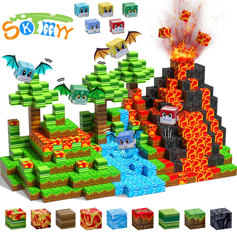 ชุดตัวต่อแม่เหล็ก 80 ชิ้น ธีมไดโนเสาร์ ของเล่นเสริมพัฒนาการ STEM สำหรับเด็กชาย เด็กหญิง อายุ 3 ปีขึ้นไป ของขวัญคริสต์มาส แบบประกอบเอง