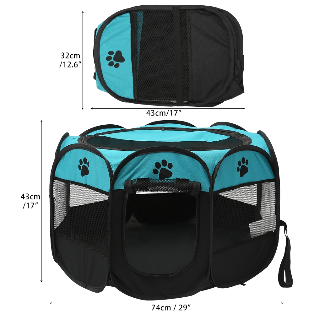 Folding Pet Tent Dog House Camping Accessories Pet Cage Octagonal Cage Fence Outdoor Big Dogs For Cat Tent Playpen Puppy Kennel