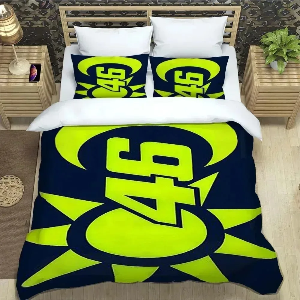 

3D Print Digital Motorcycle Fleet VR-46 Pattern Quilt Cover With Pillowcases Microfiber Bedding Set Twin Full Queen King