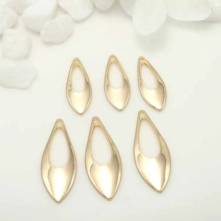 2 Size Gold Color Brass Frosted Drop Shape Charms Jewelry Making Supplies Diy Findings Accessories