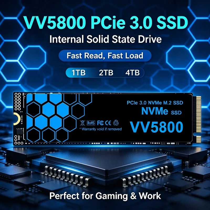 VV5800 NVMe M.2 2280 SSD High Speed 1TB 2TB 4TB PCIe 3.0 Gaming Internal Solid State Drive Works Fast for Laptop PCs Hard Disks.