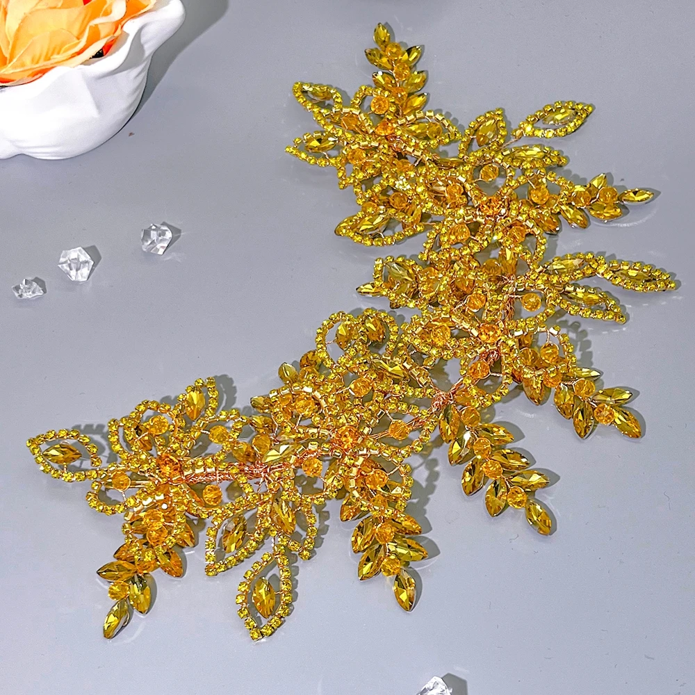 

DZ087 Bride Rhinestone Headband Prom Diadem Colorful Crystal Bridal Crown Yellow Wedding Hair Accessories Jewelry Band Gift