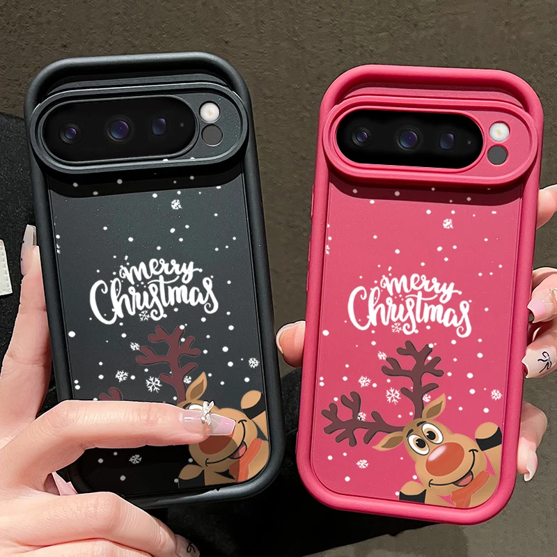 Happy Christmas Pattern Soft TPU Phone Case For Google Pixel 8 Pro 8A 9 Pro XL 7A Shockproof Silicone Cover For Pixel 9 8 7 Pro