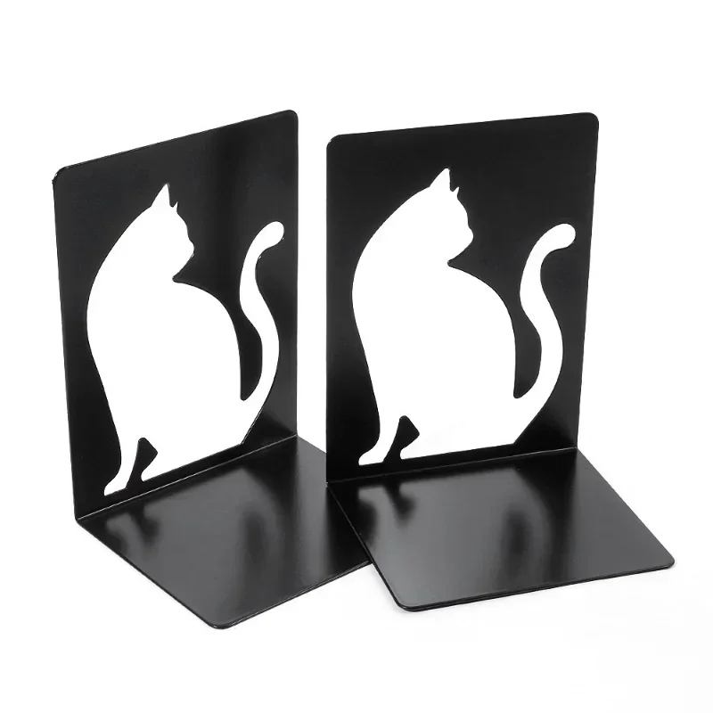 Hollow-Out Metal Bookends, Design Hourglass, Bookends para casa e escritório, Rolhas de livros, Porta-livros