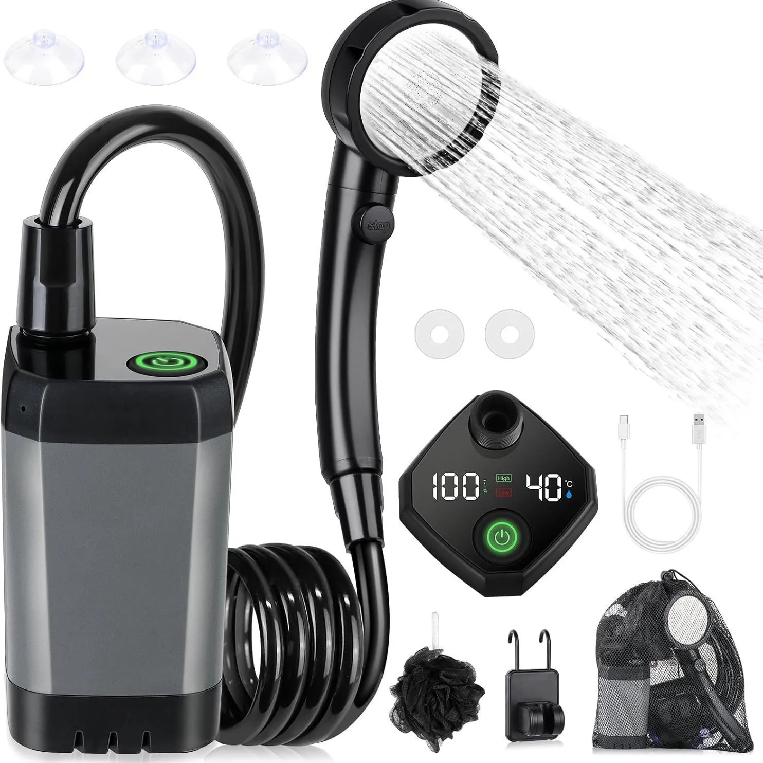 pompe-de-douche-de-camping-kit-de-douche-exterieure-pour-camping-car-douche-de-camping-avec-ecran-numerique-intelligent-kit-de-douche-reglable-6000-mah