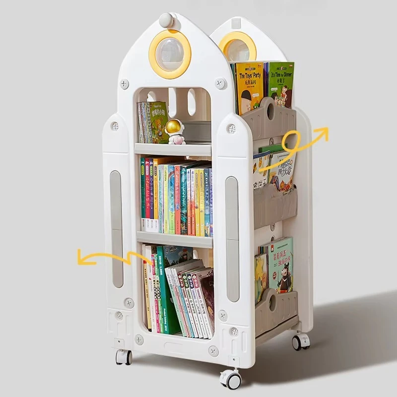 

Children's Baby Picture Picture Bookshelf Bookshelf with Wheels Rotating Display Plastic Children's Storage Bookshelf