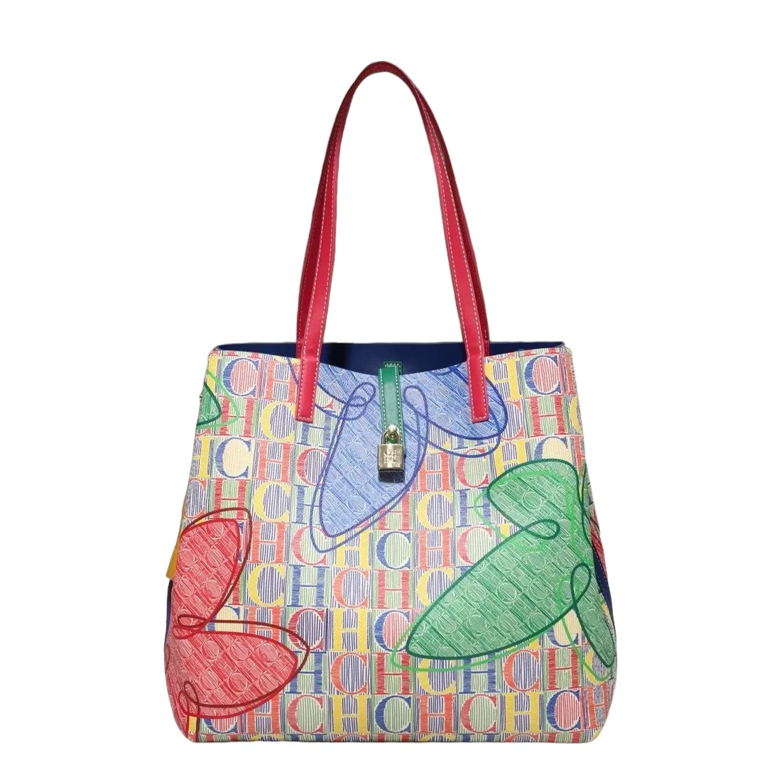 

CH Leaf Flower Design Women's Handbag Fashion Letter Printing Large Capacity High End Texture Shoulder Bag
