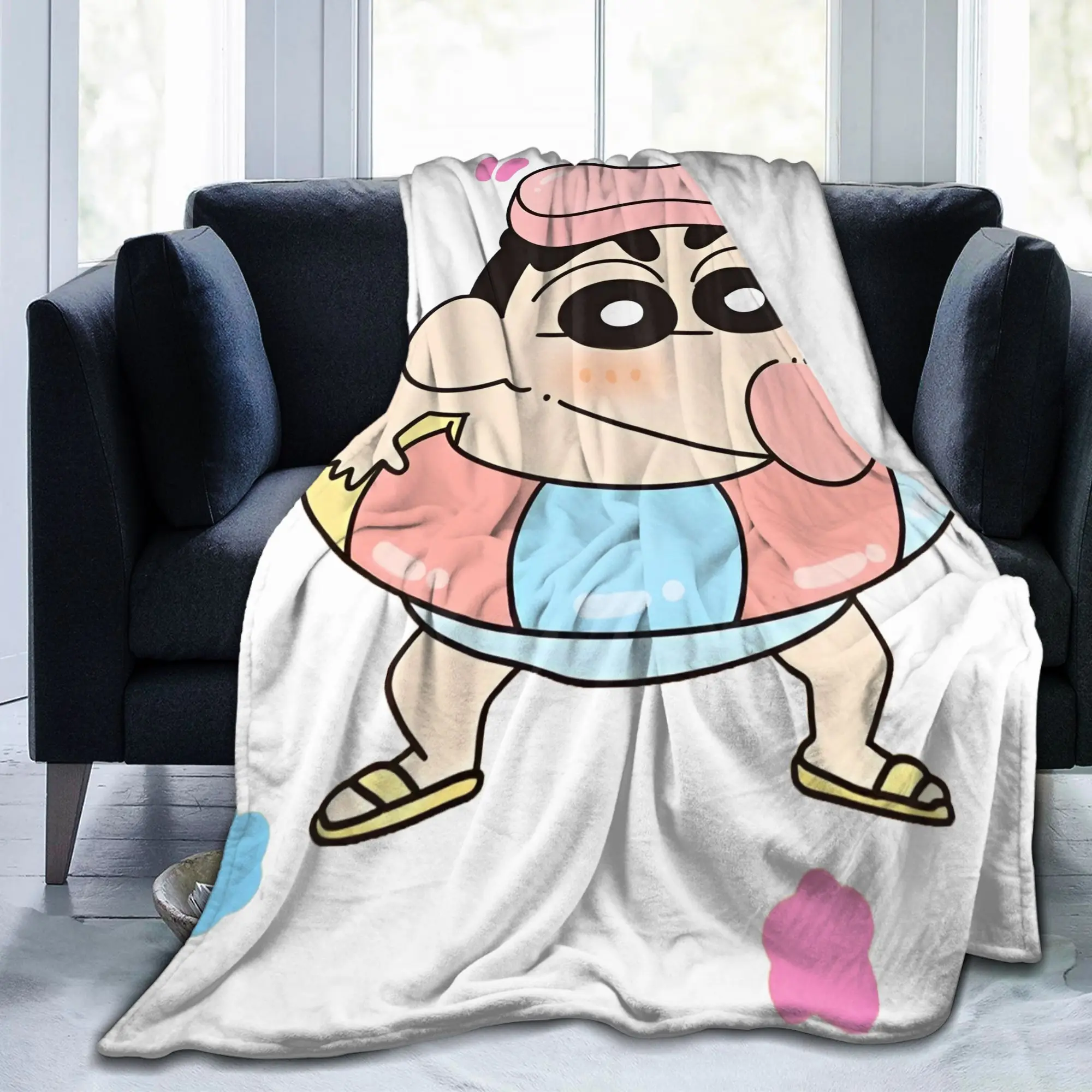 

Crayon Shin-chan Swimming Blankets Anime Flannel Funny Breathable Throw Blanket for Bedding Lounge Spring Autumn