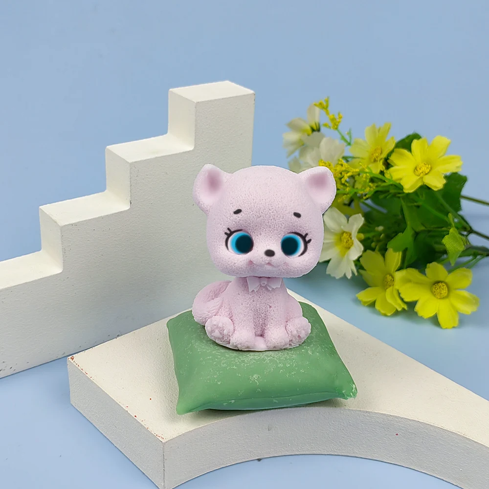 Silicone Animals Molds for Wedding and Birthday, 3D A Cute Pillow, The Sitting Cat Candle Mold, Soap Molds, PRZY, DW0453