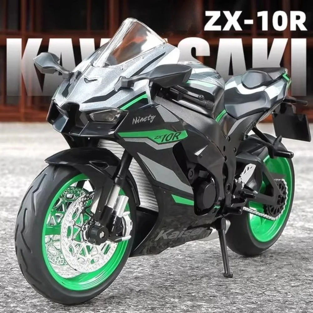 1:12 Kawasaki ZX-10R H2R moto jouet modèle alliage moulé sous pression lumière son Absorption des chocs course moteur modèles Collection cadeau