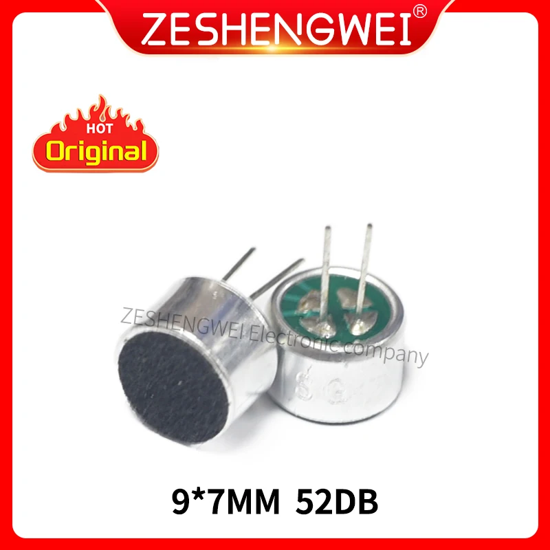10PCS 9*7MM Electret Microphone Condenser Pickup Microphone 52DB MIC With Pin In Stock