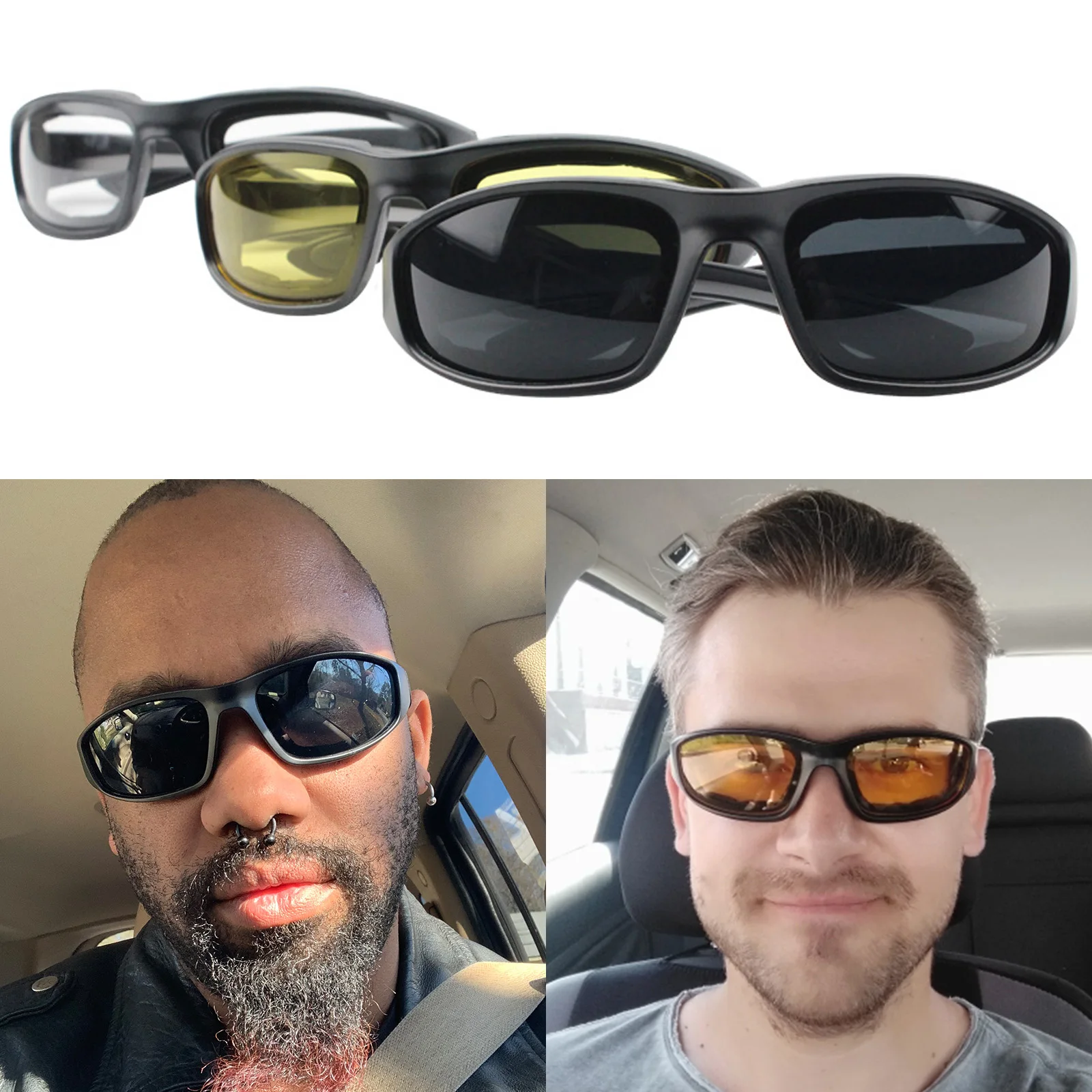 

Очки для езды на мотоцикле, очки с подкладкой, защита от ультрафиолета, пылезащитные, ветрозащитные, солнцезащитные очки с прозрачными дымчатыми желтыми линзами, антибликовые