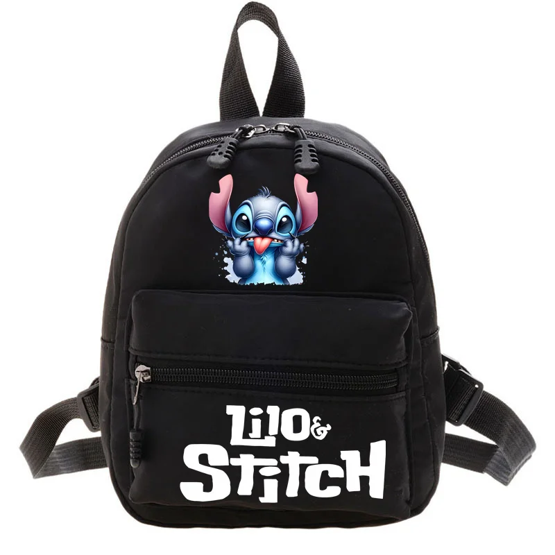 2024 Disney Lilo & Stitch Zaini da donna Trend Nylon Mini Zaini da donna Nuova borsa femminile semplice Borse da scuola per giovani piccole