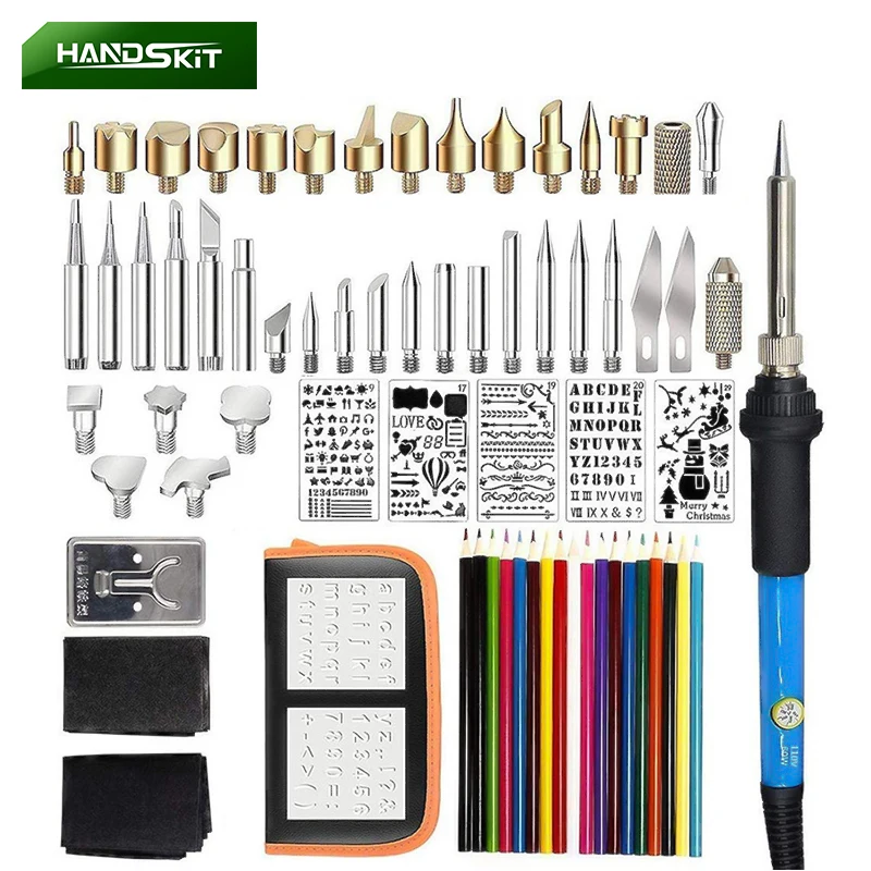 

60W Carving Pyrography Pen Kit Adjustable Temperature Soldering Iron Wood Burning Kit 110V 220V Welding Repair Tools