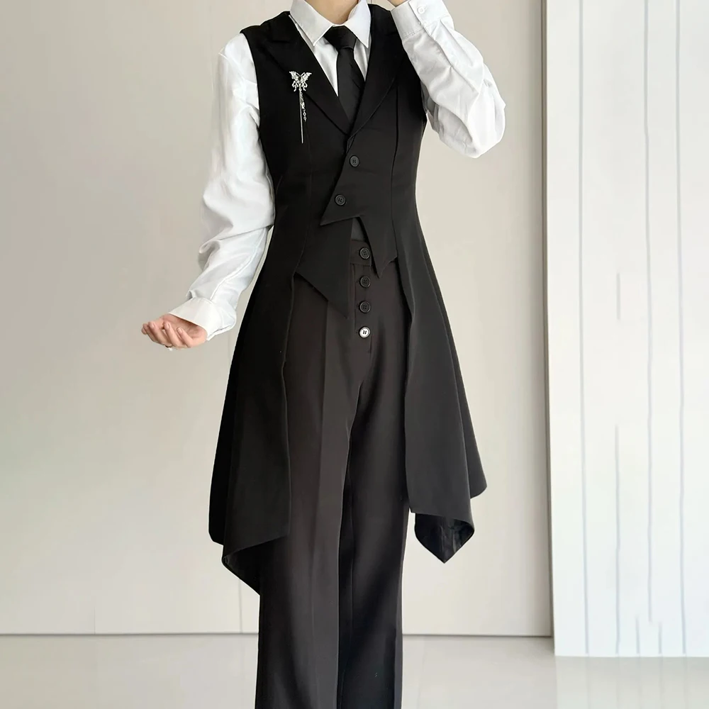 Mens British Swallowtail Slim Fit Mid Length Vest Streetwear Fashion Formal Stage Casual Suit Jacket Men'S Clothing 2026 New