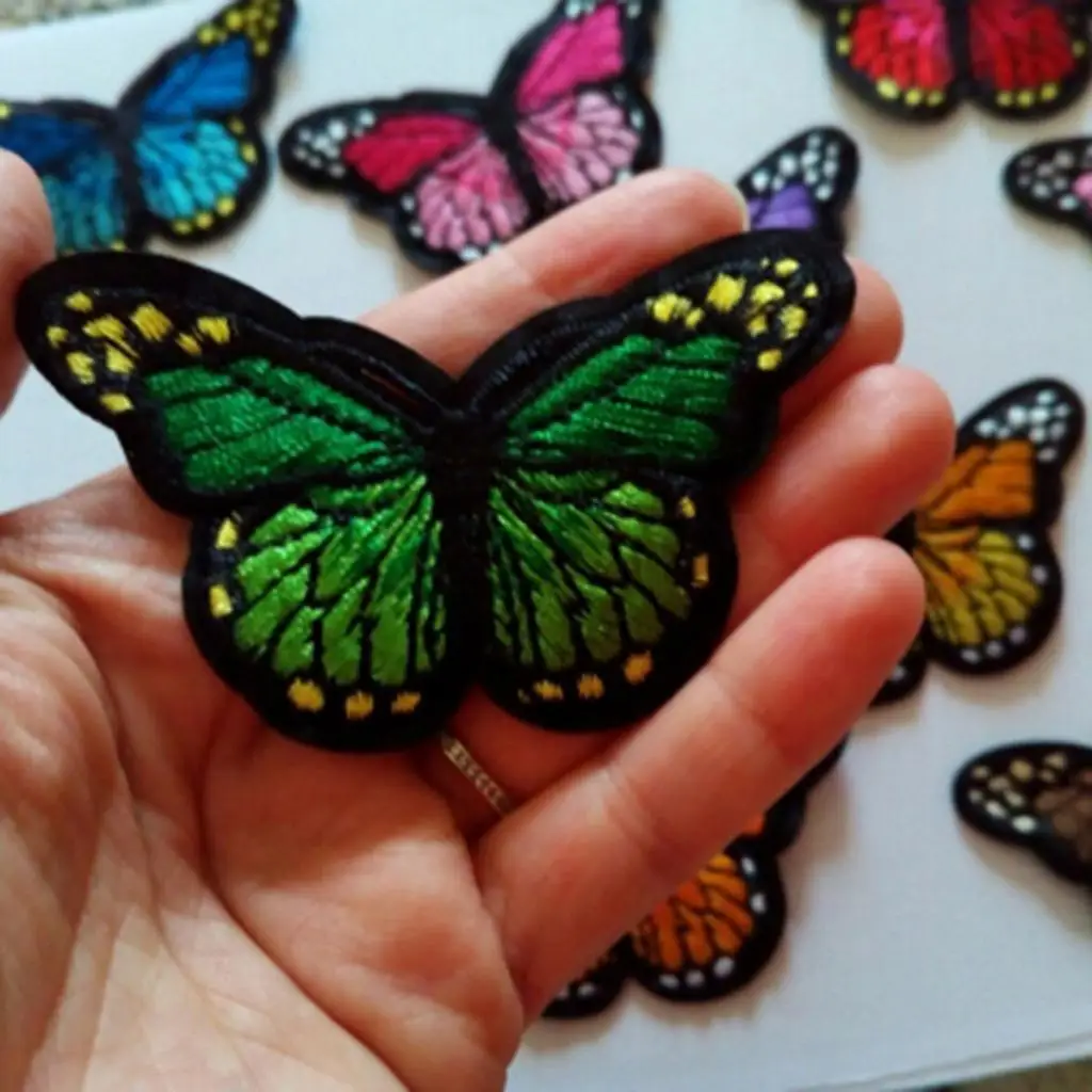 Iron Applique of 12 Colorful Embroidered Butterflies on Tasks