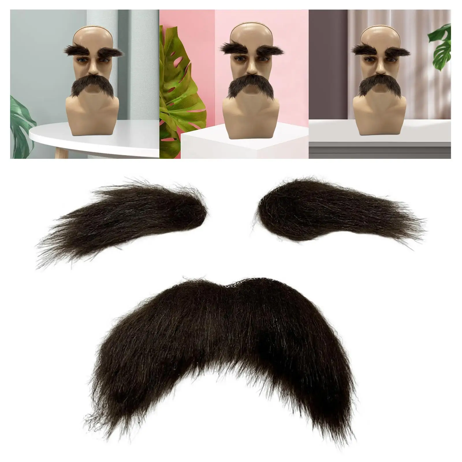 Eyebrows Kits Cosplay Props Decoration Fake Mustache Set Facial Hair for Club Activities Masquerade Costume Party Halloween Male