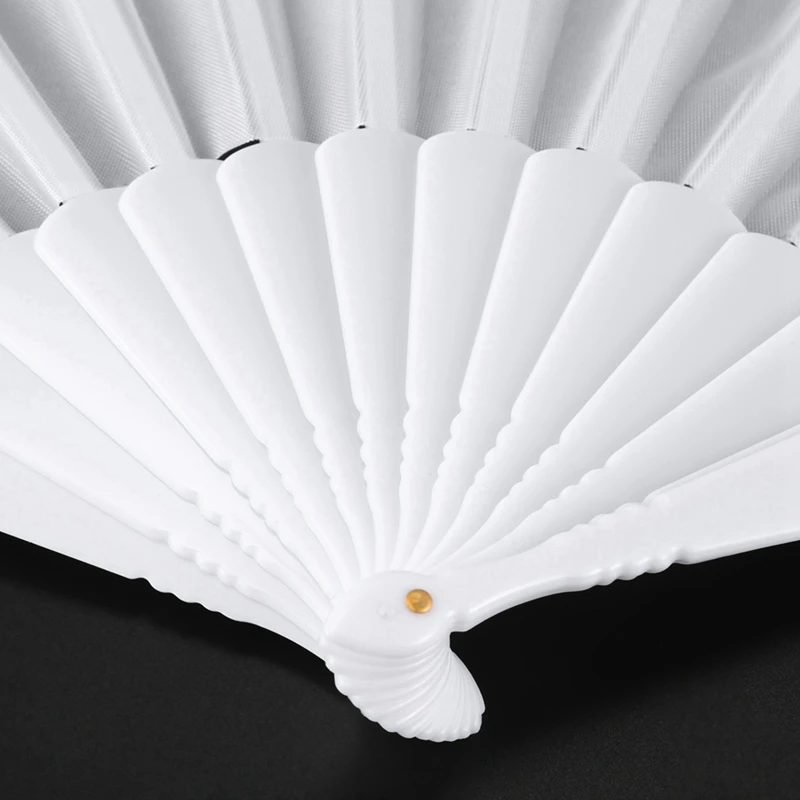 Hot 3X Plastic Fabric Hand Foldable Fan For Ladies Men White