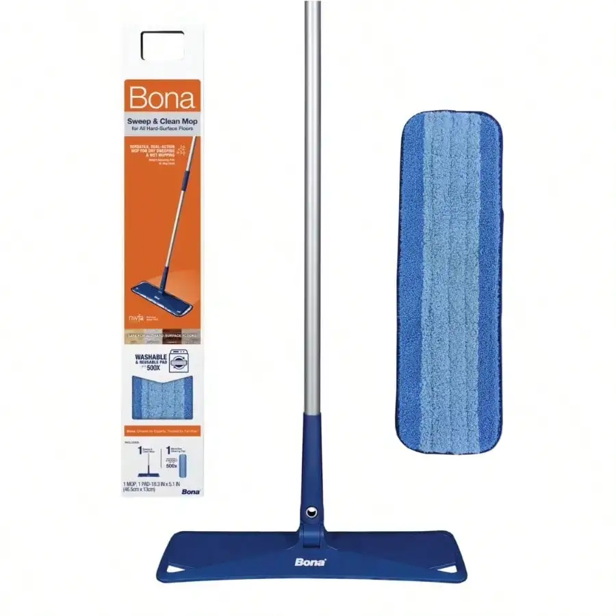 

Multi-Surface Sweep And Clean Mop, 2-In-1 Dry And Wet Floor Cleaner