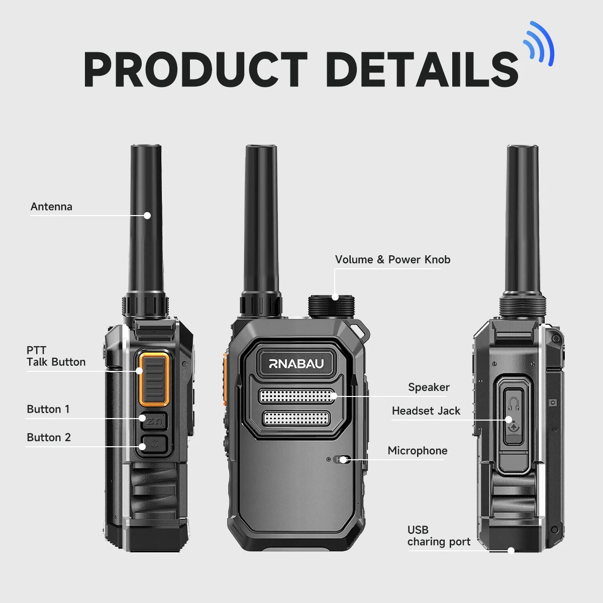 Mini Walkie Talkie X3 16CH UHF 5-10Km 430-440MHz 8000mA Long Range Two Way Radio Portable PTT Compatible with Baofeng Radios