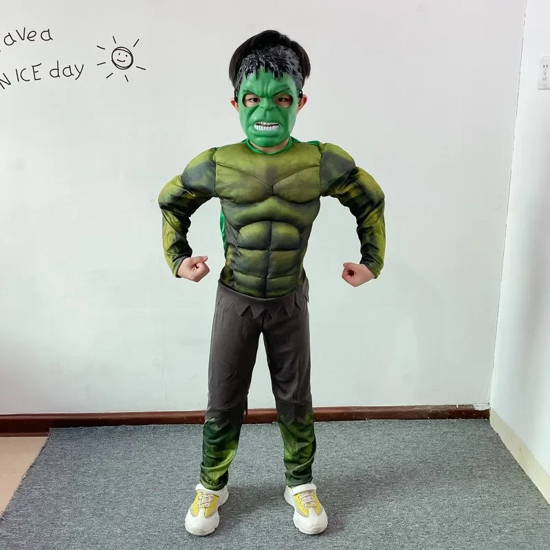 

Hulk Costumes Kids Boy Anime Cosplay Superhero Children Muscle Suit Fancy Dress Party Halloween Costume Mask