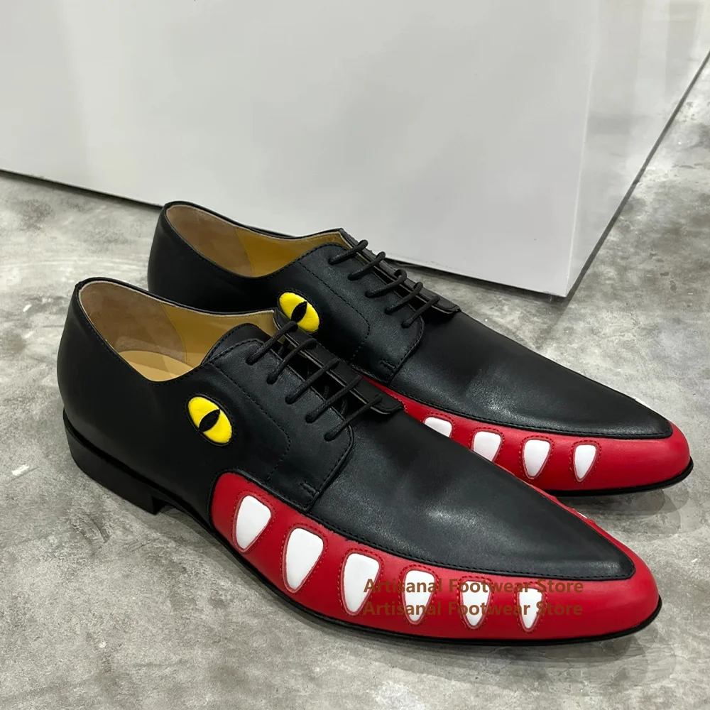 

Crocodile Pattern Leather Men's Shoes Designer Multi-Colors Lace-Up Formal Shoes Stylish Street Trendy Man Catwalk Shoes