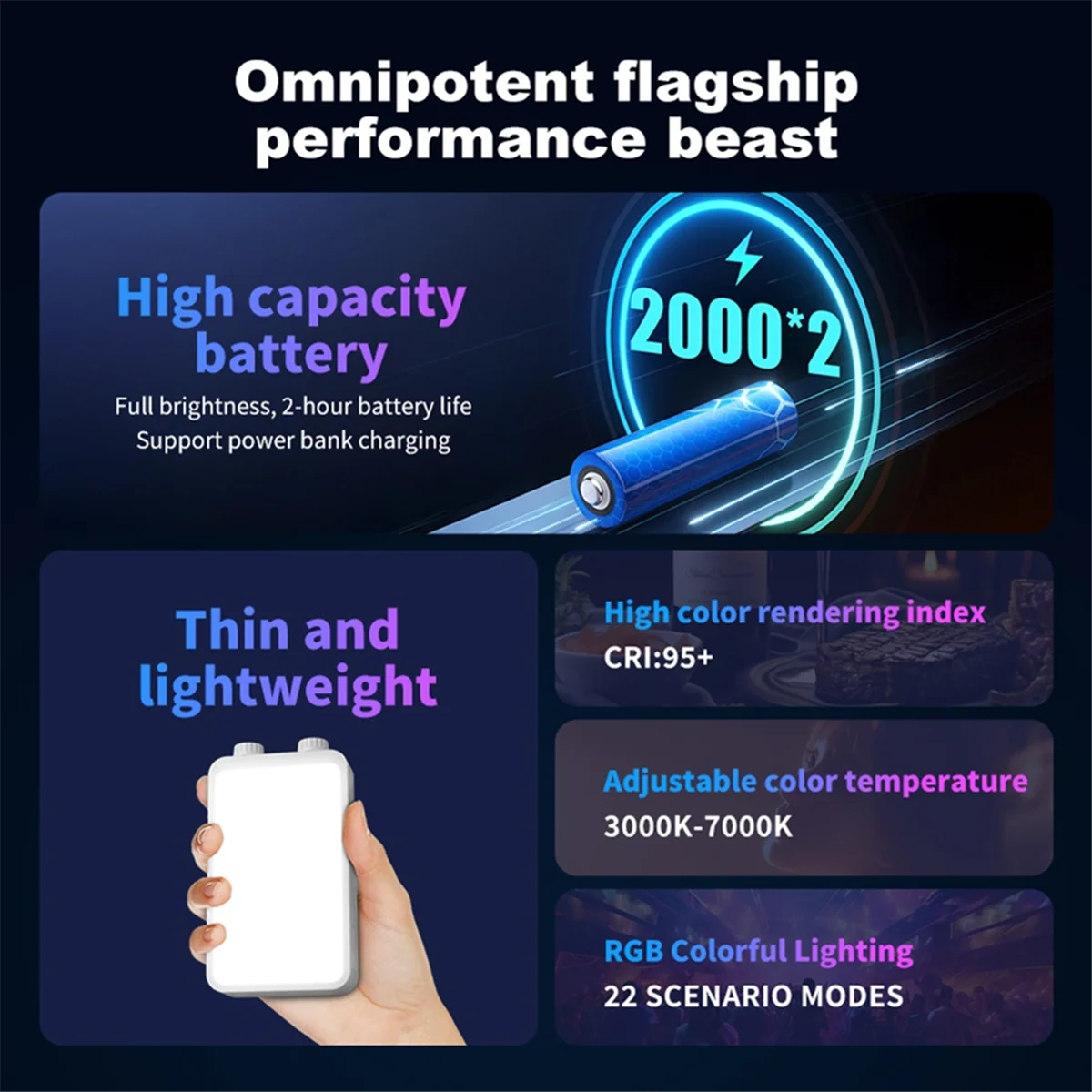 ABPS 25W RGB Full-Color Fill Light Photography Phone Video Filming Live Streaming Video Light Portable Video Lighting