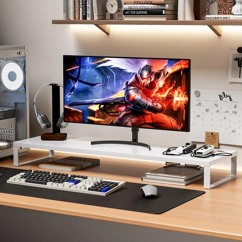 Monitor Stand Riser Dual‑Tier Desktop Organizer Ergonomic Computer Screen Shelf With Keyboard Storage Space Saving