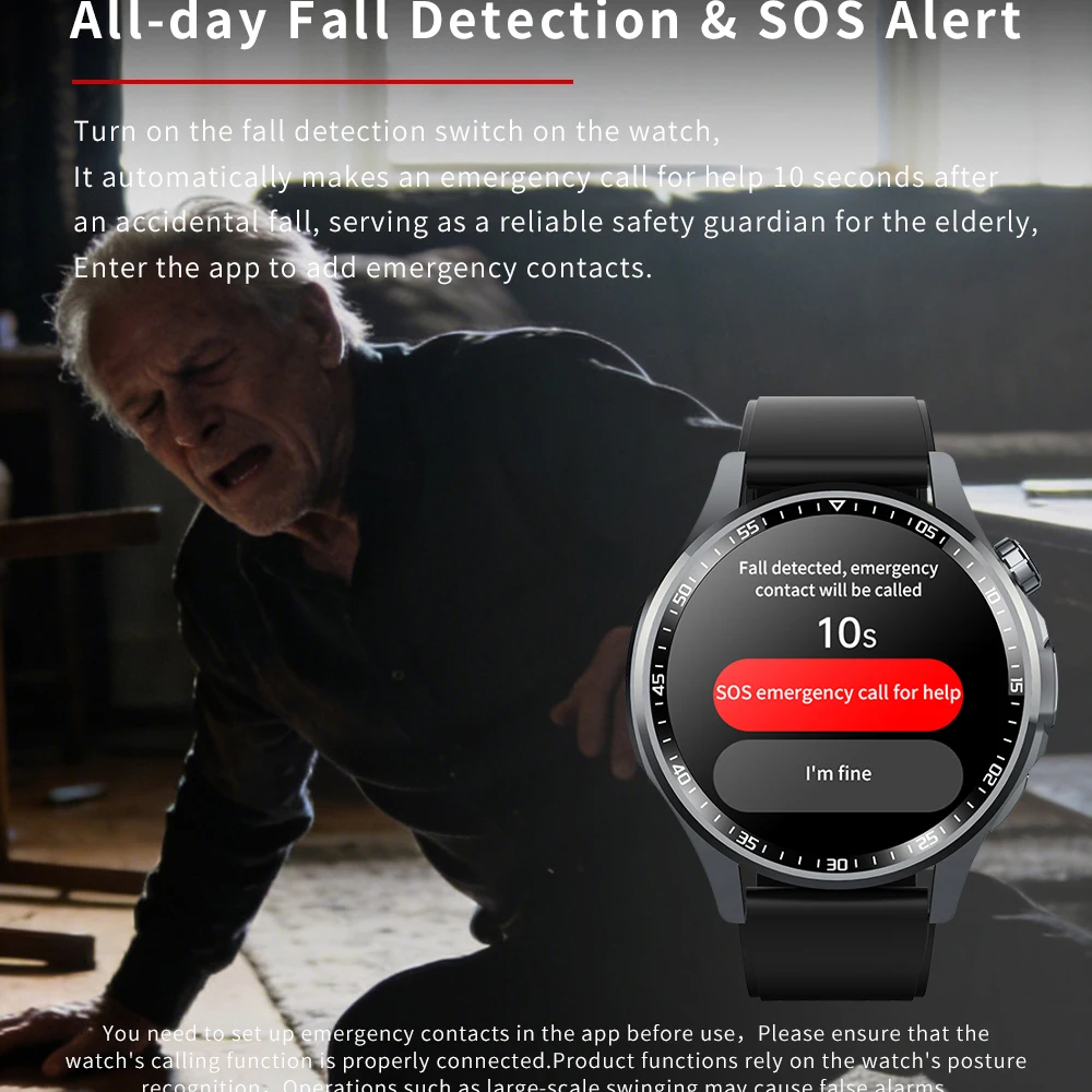 SOS 알림 심박수 피트니스 스포츠 스마트워치 여성 남 - Fall Detection Watch 리뷰 및 가격