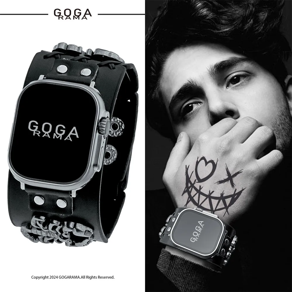 حزام ساعة جلد أسود على شكل عقرب معدني أنيق لساعة أبل 49 ملم 9 8 7 45 ملم 41 ملم لسلسلة IWatch 6 SE 5 4 44 ملم 40 ملم