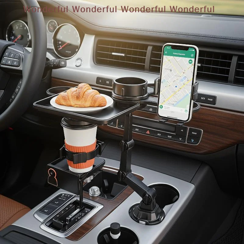 

1 Set Car Dual Cup Holder Expander With Tray Phone Holder Portable Drink Stand
