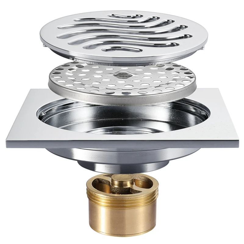 النحاس الطابق استنزاف 100X100mm مربع المضادة للرائحة الخطي دش استنزاف الحمام شرفة دش استنزاف الشعر الماسك