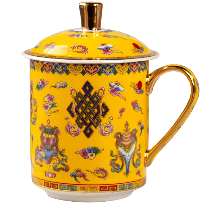 Jingdezhen Tea Cup Enamel Eight Treasures Tea Cup High Grade Bone China Office Cup Gentleman Gift Cup