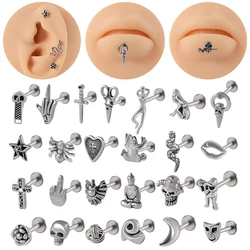 1PC Punk Gothic Labret Surgical Steel Ear Lip Studs Tragus Helix Cartilage Lobe Earrings Women Man Body Piercing Jewelry