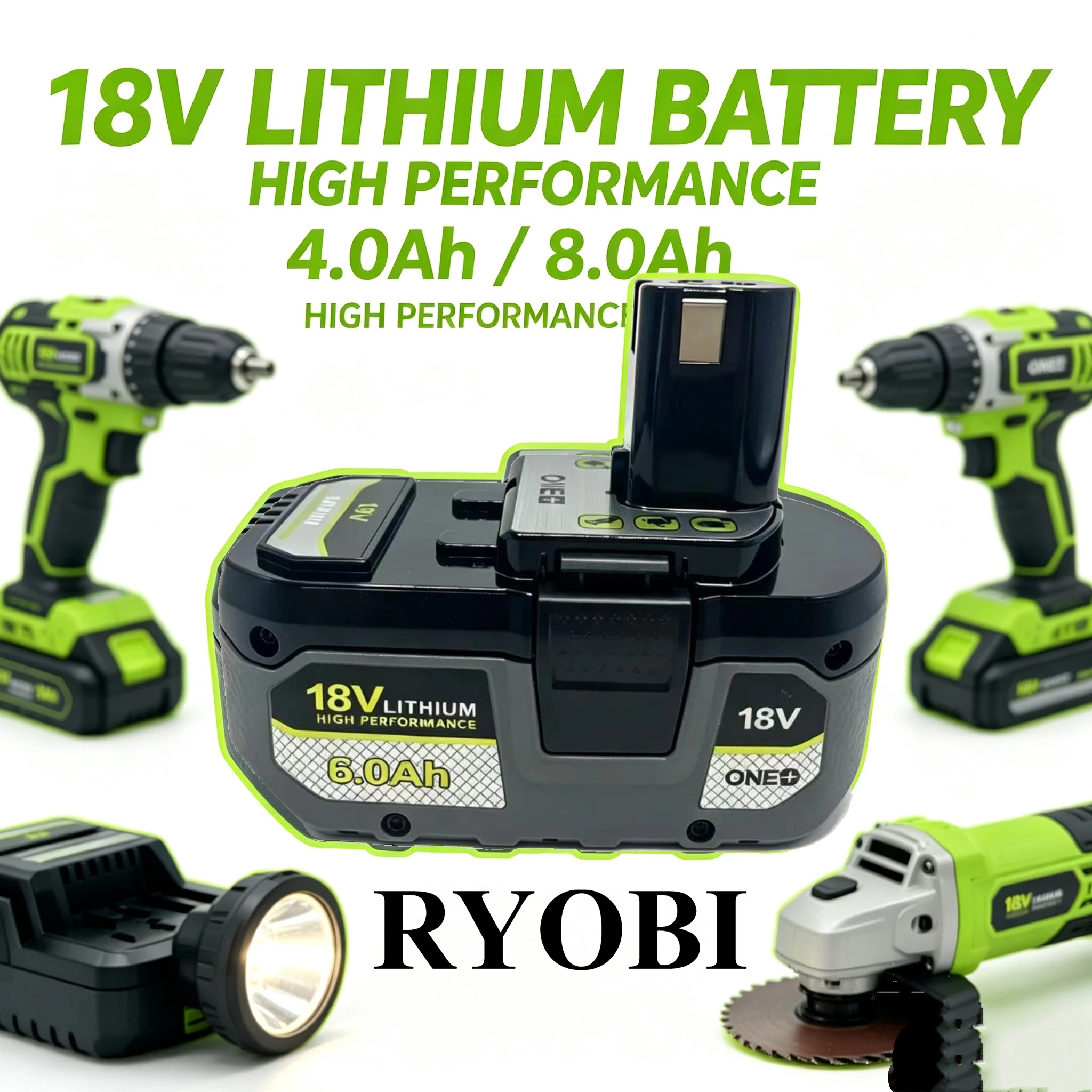 Original RYOBI 18V ONE+ 6.0Ah Li-ion Pack BPL18151 P112, rust resistant sealed cell compatible with P122 full ONE+machine lineup