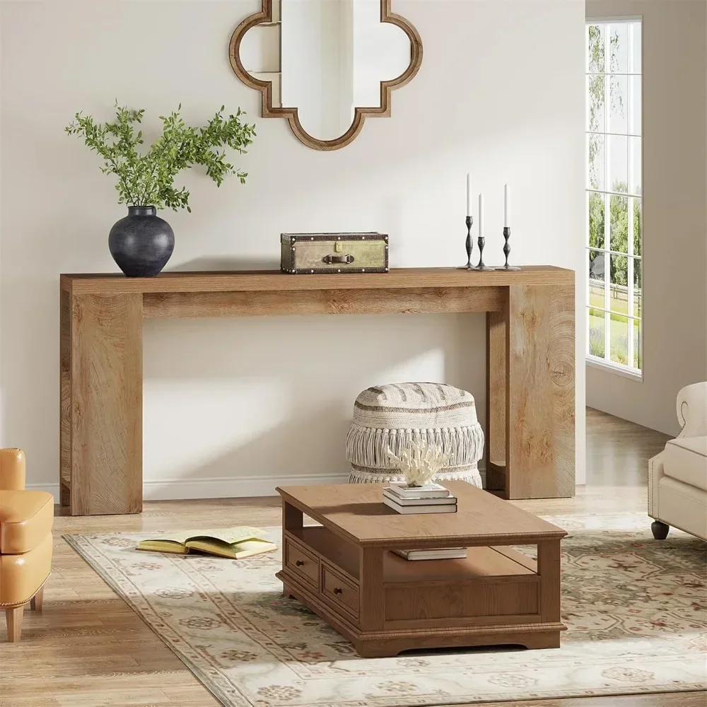

Farmhouse Wood Sofa Table Behind Couch, 70.9-Inch Extra Long Console Table, Narrow Entryway Accent Table for Living Room