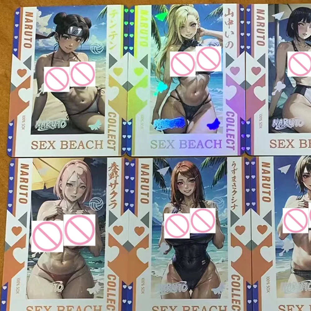 9 pz/set Anime Sexy Collection Card NARUTO Haruno Sakura Hyuga Hinata Uzumaki Kushina Big Chested Beauty Card Color Flash Gifts