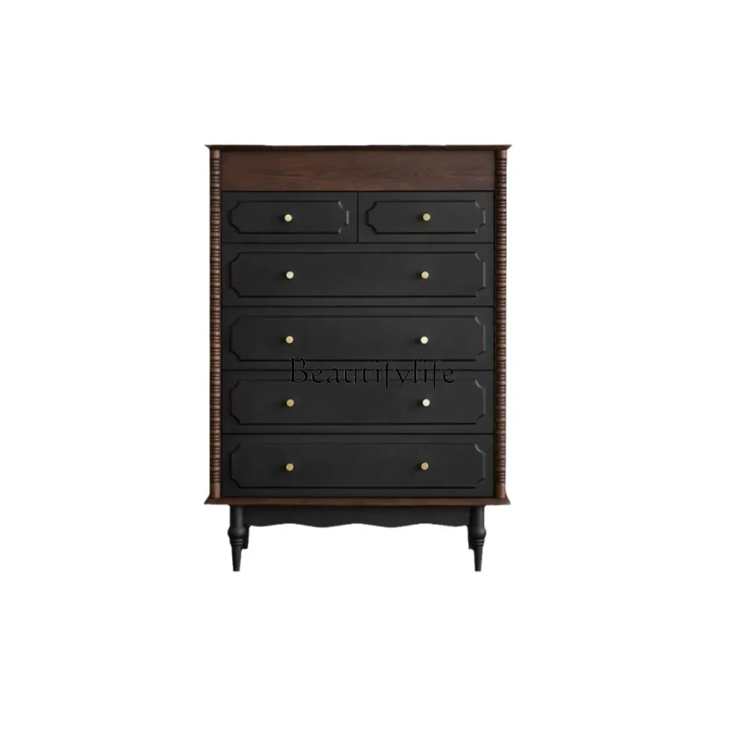 

FG17Retro solid wood locker, French minimalist modern two-color locker