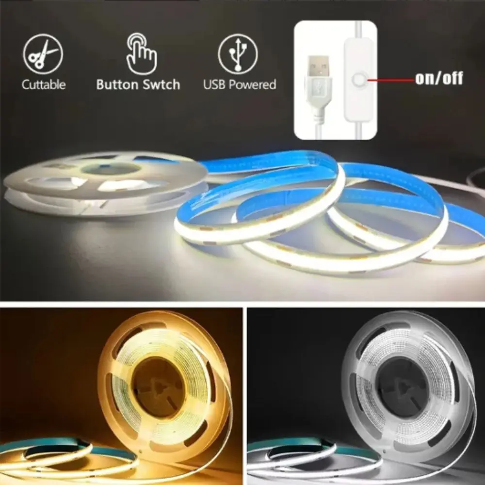 

DC 5V LED Under Cabinet Light USB Powered Flexible Tape LED Strip Light 2835 LED Dimmable Control Gesture Sensor Switch