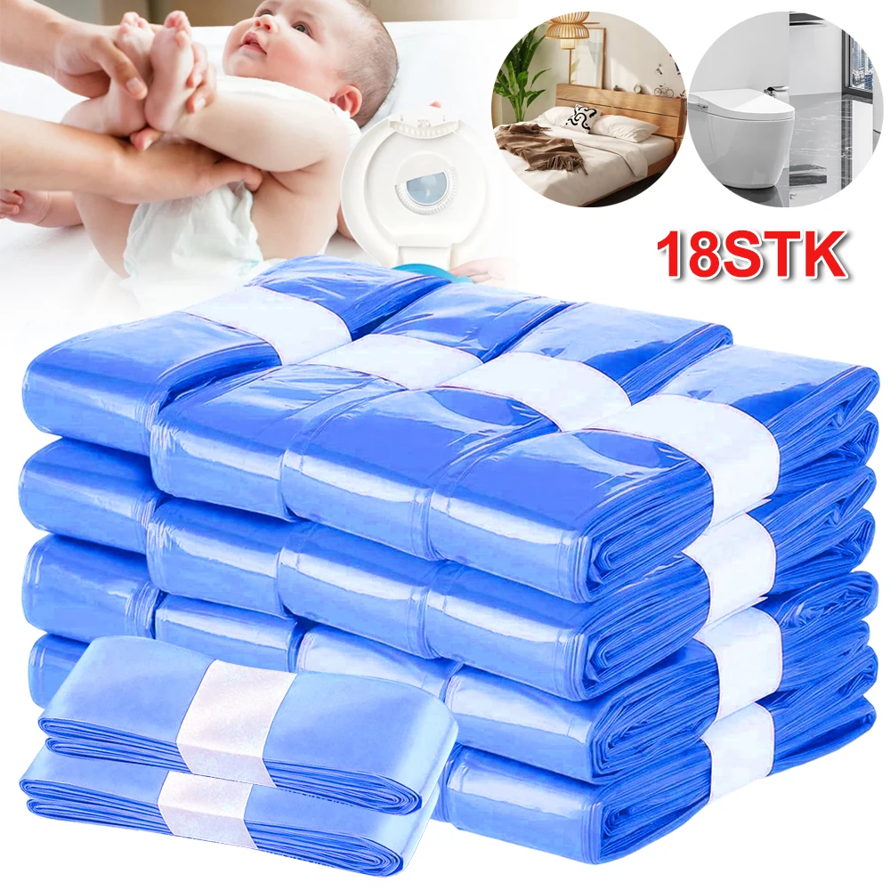 Sacs de recharge pour poubelle à couches anti-fuite et anti-odeur, 18 rouleaux continus, conception à découpe facile et à nouer, sac poubelle polyvalent pour cuisine, salle de bain, jardin