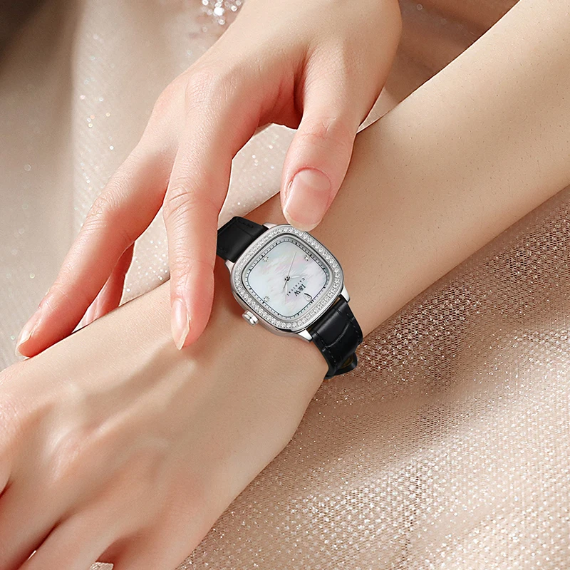 Switzerland Made Watches for Woman CARNIVAL Brand Luxury Square Girls Quartz Wristwatches Ladies Fashion Waterproof Montre Femme