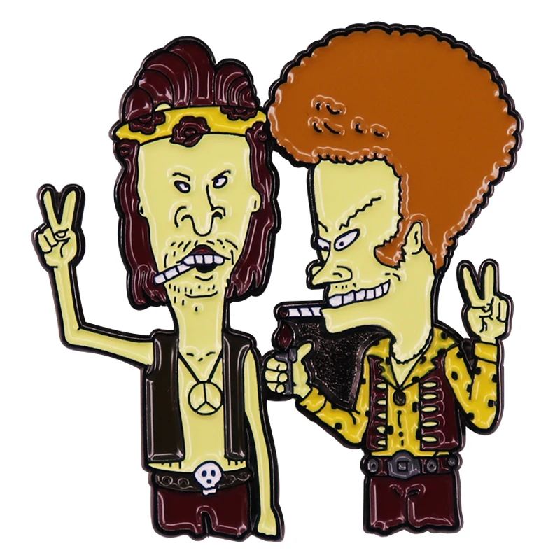 Smoking Beavis N Butthead Enamel Pin Funny Cartoon TV Series Badge Backpack Decoration Jewelry