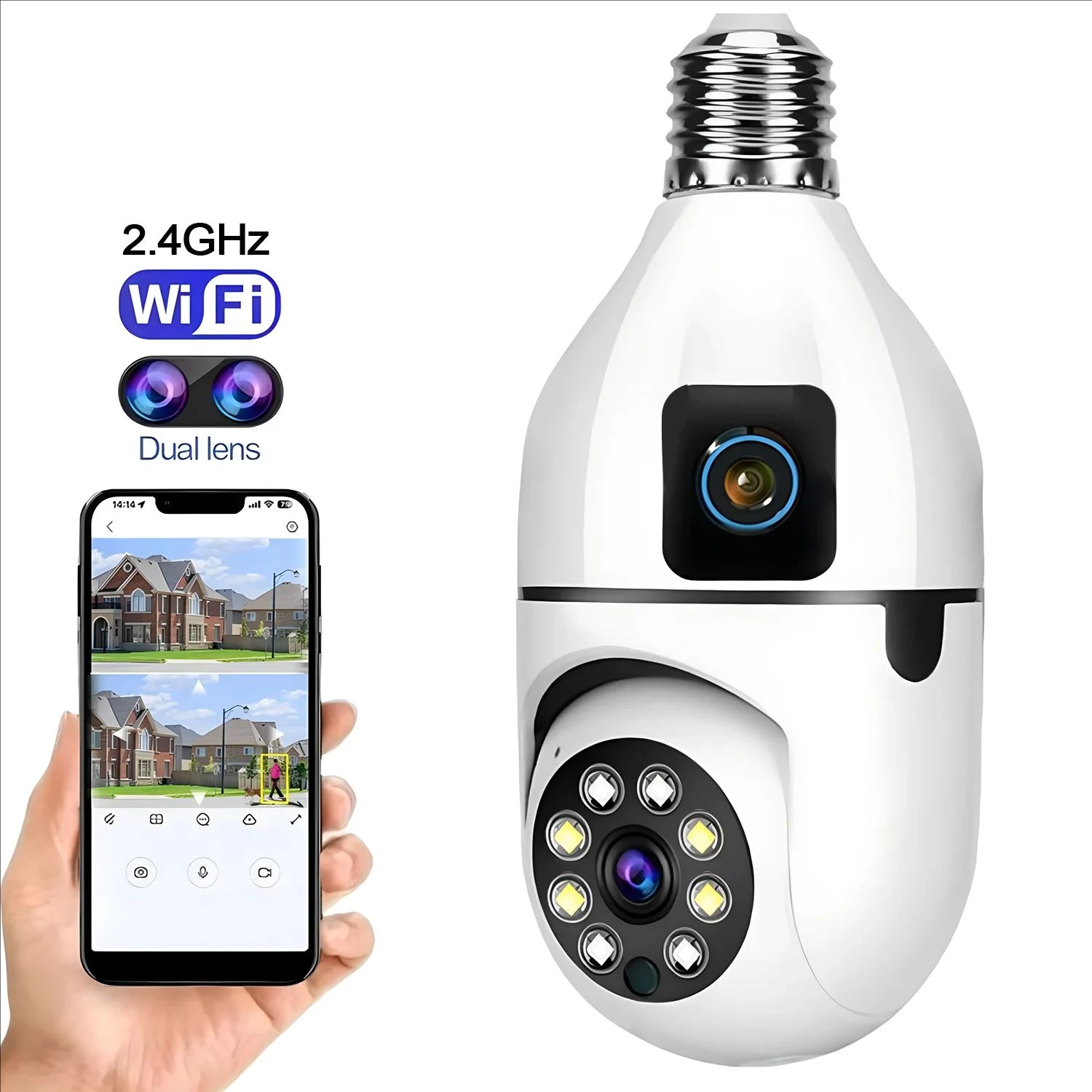 4MP HD Wifi Surveillance PTZ Camera Outdoor with Dual Lens Dual Screen AI Auto Tracking IP Security Protection CCTV Video