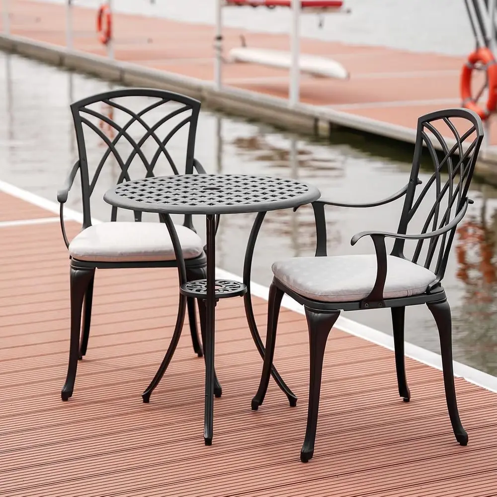 

All-Weather 3-Piece Patio Bistro Set with Cushions and Umbrella Holes