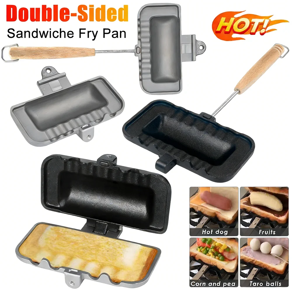 Panelas de Cozinha para Sanduíches de Dois Lados, Antiaderentes, para Panquecas e Grelhados, Resistentes a Altas Temperaturas, Compatíveis com Fogão a Gás, Utensílios de Cozinha