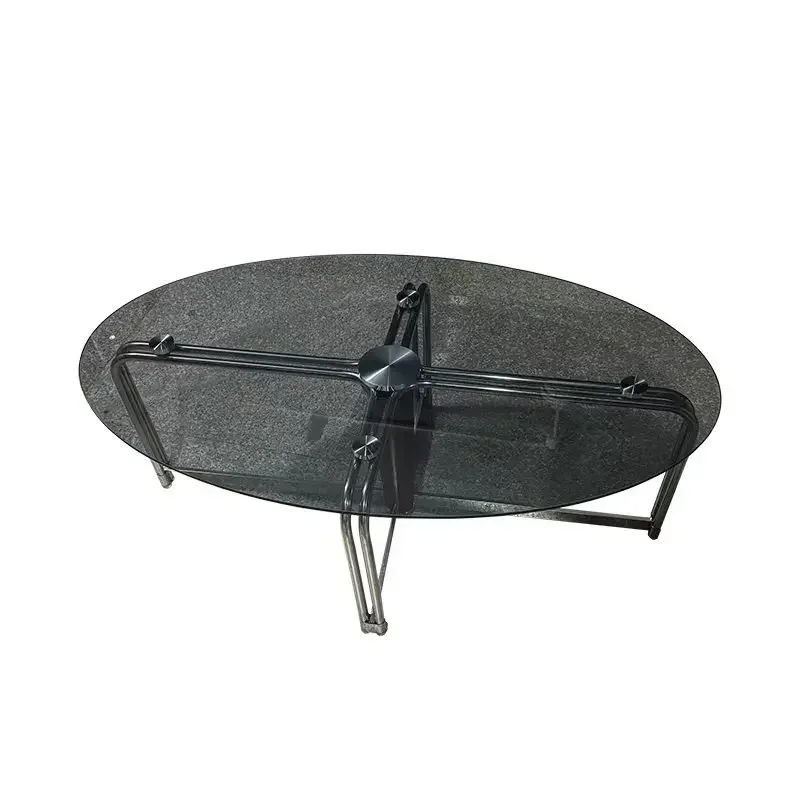 

High-end tempered glass coffee table living room household small creative stainless steel