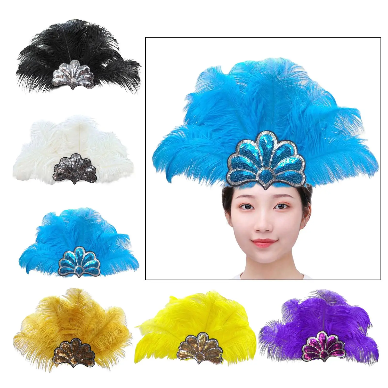 

Feather Headdress Fascinator for Women Fancy Dress Costume Accessories Hairband