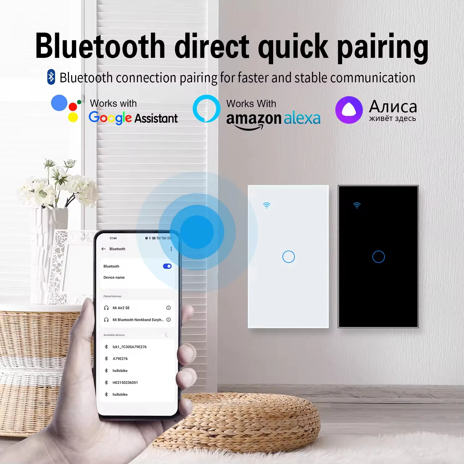 Interruttore da parete intelligente, timer di controllo dell'applicazione della vita intelligente WiFi, interruttore della luce in vetro touch wireless domestico, supporta l'infiltrazioni di Google